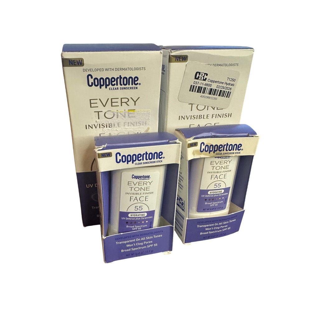 Coppertone Every Tone Invisible Finish Face Sunscreen SPF 55 & 60+ 4pc Bundle